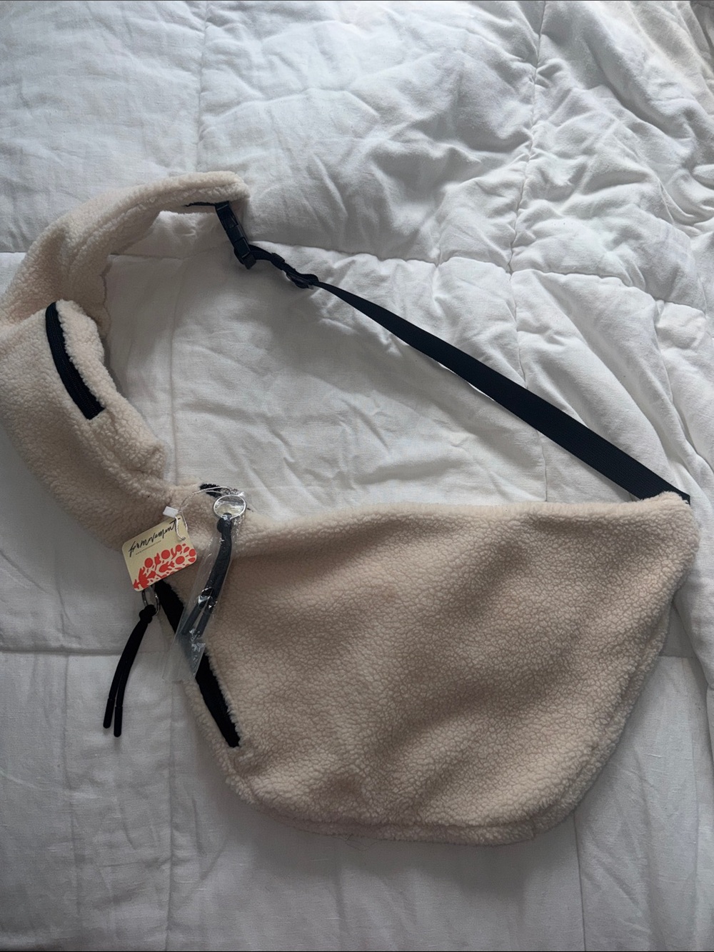 Free People - FP Movement Cream Sherpa Crossbody Sling Bag NWT